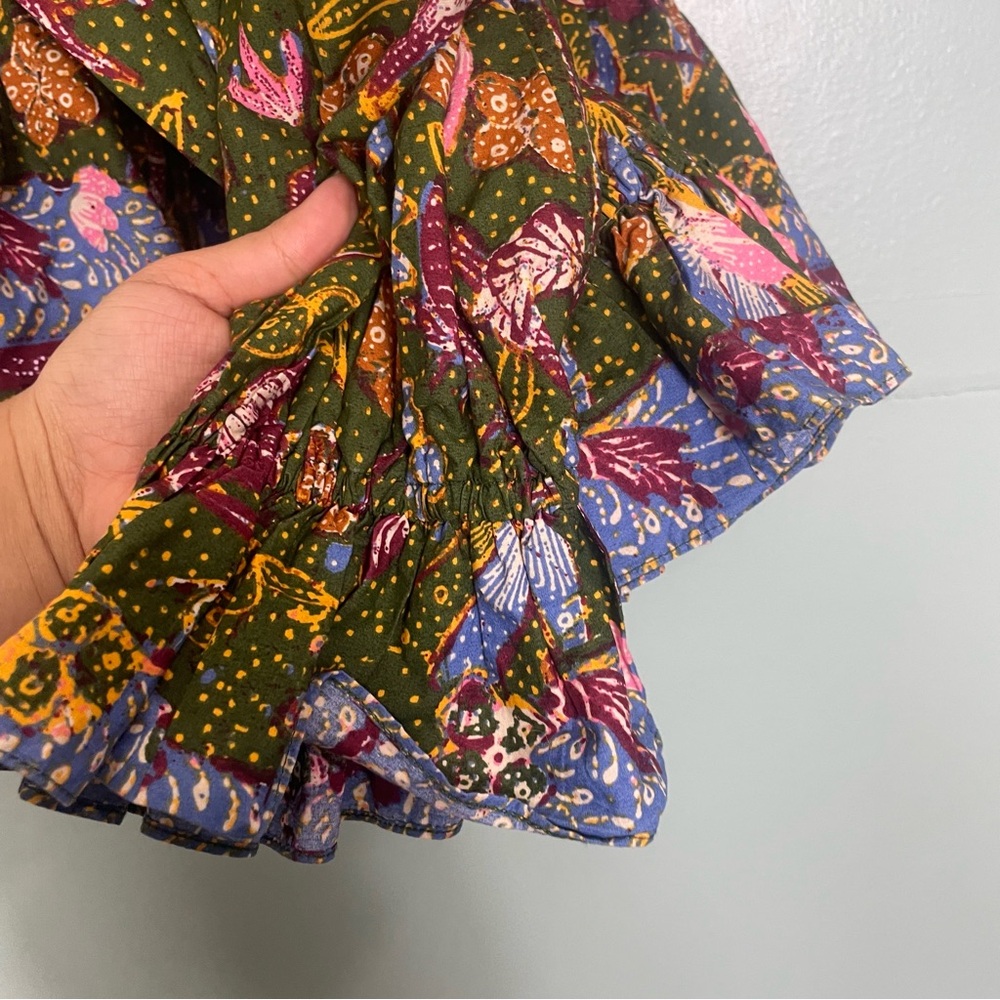 Ulla Johnson Willa Puff Sleeve Cotton Blouse Pine Green Floral Size 6 - Picture 8 of 11